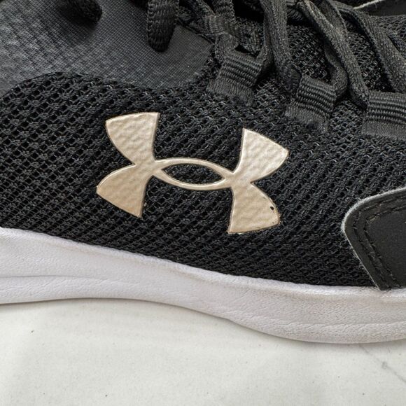 Under Armour Essential Sneakers Grade School 3.5Y Black White Matte Gold Shoes - Picture 2 of 15